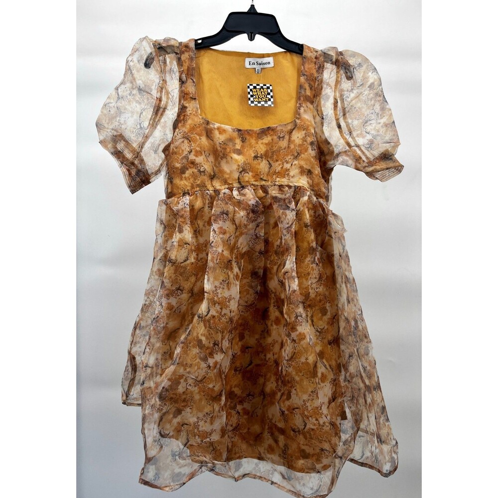 Women's Dress - En Saison by Lala Fall Mini Boho Floral Blouson Dress - Picture 6 of 8